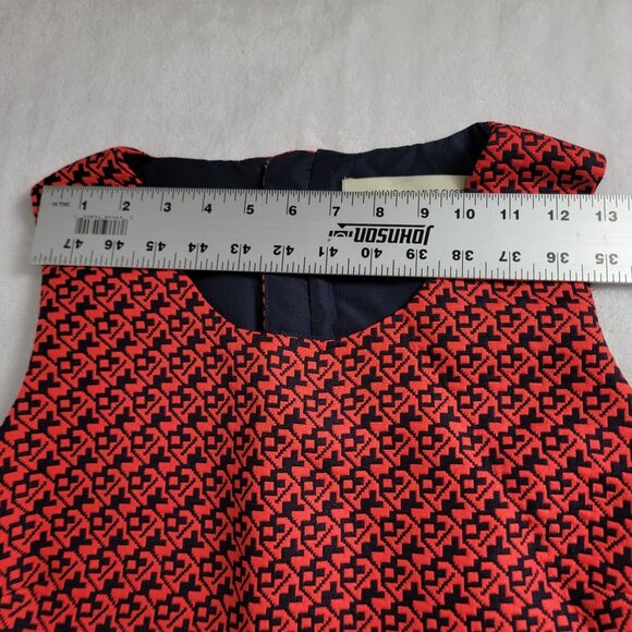 Lili Wang For Lili's Closet Red Navy Textured Sleeveless A-Line Dress Size 12 - Picture 9 of 13